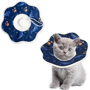 Cat Cone Collar Soft, Cat Cones to Stop Licking Wound Healing Adjustable & Waterproof, Cat Recovery Collar Lightweight Comfortable, Elizabethan Collar for Cats Puppies (Small)