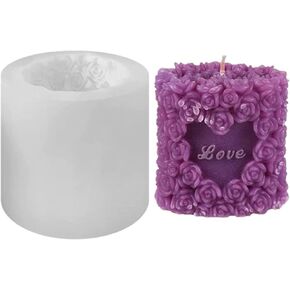 3D Rose Silicone Candle Molds Soap Molds Lovely Wedding Candle Molds Fondant Cake Moulds for Birthday Valentine's Day Wedding