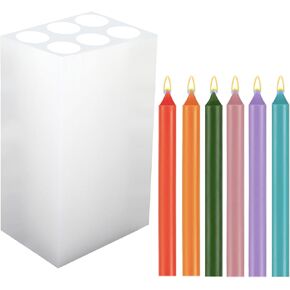 Long Cylinder Shape Silicone Candle Mold 6 Holes Candle Making Mold Long Pillar Candle Molds for Candle Making