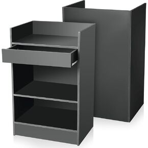 السجل النقدي الأسود Stand Cash Cash Check Check Desk Portable Counter Stand مع درج للكنيسة ، وتجارة التجزئة ، واستقبال الاجتماعات ، والنقاش ، ومركز التسوق