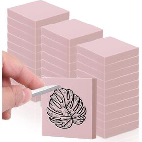 Rubber Carving Blocks, 2 x 2 inches, 30 Pieces, Pink, for Printmaking and Stamp Making