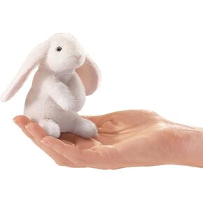 Folkmanis Mini Lop Earred Rabbit Finger Puppet, White, 1 EA