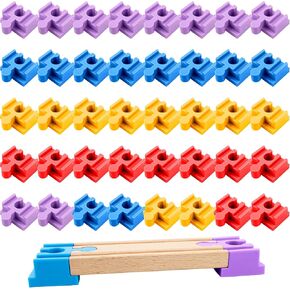 40 Pcs Plastic Train Track Connectors Bulk Wooden Train Track Accessories Building Block Track Adapter Connector for Wooden Train Track Set Educational Toys, 4 Colors