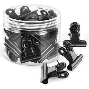 36 Pieces Black Push Pins Clips Metal Push Pins with Clips Black Pushpin Clips Bulldog Clips with Pins Thumb Tacks for Bulletin Board Cork Board Cubicle Wall for Classroom School Office