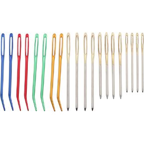 Guifeng 20PCS Big Eye Curved Blunt Head Needles Nickel Plated Knitting Needles Yarn Tapestry Curved Tapestry Needles for Doll Sweater Needles Crochet Hookah Sewing Threading Craft Needlework