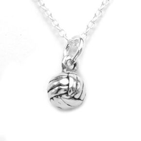 sterling silver Tiny 3D Volleyball charm necklace, 18"