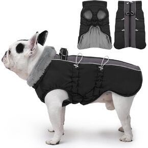 Dog Coat for Large Dogs, Dog Winter Jacket-X Large Warm Zip Up Snowsuit Dog Harness Vest Reflective Water-Resistant Dog Coat Dog Snow Jacket for Large Dogs Beagle, Corgi, Black