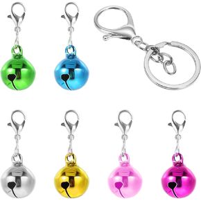 7PCS Cat Collar Bell Multicolor Pet Bell for Dog Collar, Metal Round Collar Charms Loud Crisp Sound with Keychain Clasps, Small Animal Training Pendant Accessories, Christmas Decoration Jingle Bells