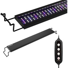 GLOWRIUM 2025 New Upgrade Aquarium Light, 12-17 inch LED Fish Tank Light, Full Spectrum Aquarium Light with Timer, Waterproof IP65, Freshwater Fish Tank Light, Daylight/Moonlight Mode