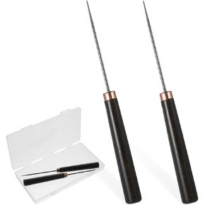 2 Pcs Awl Tool, Wooden Handle Scratch Awl, Leather Awl, Sewing Stiletto Tool, Ice Pick Tool, Sewing Awl for Punching Stitching Sewing Leather Craft
