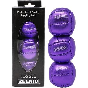 Zeekio Galaxy Juggling Balls - سلسلة معدنية - كرات جلدية أصلية 12 لوحة - 130 جم - 67 مم - حزمة 3