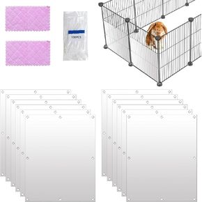 12 Pcs Pet Cage Liner Protection 10 × 8'' Rabbit Cage Urine Guard Side Lining Shield Covers Prevent Scatter for Guinea Pig Bunny Hedgehog Hamster Small Animals