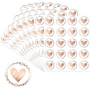 500 Pieces Rose Gold Heart Envelope Seals, Valentine's Day Clear Love Stickers 1.26 Inch Round Sealing Stickers for Valentine's Day Wedding Invitation Card Bridal Shower Favor