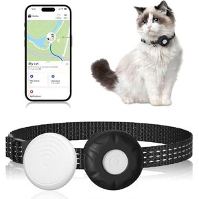Cat Tracker,Waterproof Pet Tracker for All Cats(Only iOS),Cat Tracker Collar with Safety Elastic Buckle,No Monthly Fee,Compatible with Apple Find My App-(Black)