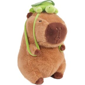 12inch Cute Capybara Plush with Turtle Backpack, Capybara Stuffed Animal Soft Capybara Plushies Toy Capybara Doll Pillow Birthday for Kids (with Bag)