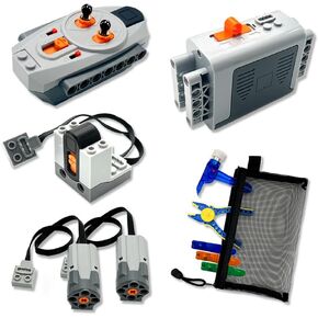 مجموعة محرك 5 في 1 متوافقة مع LEGO Technic ： M Motor ، صندوق البطارية ، مستقبل 2.4 جرام ، التحكم عن بُعد ， مع مجموعة أدوات لبنة البناء ： فاصل الطوب ، مطرقة متعددة الاستخدام