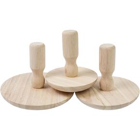 Lampstop Pottery Molds Clay Tools Wooden Pottery Tools with Handle for Making Bowls & Plates (Set of 3)