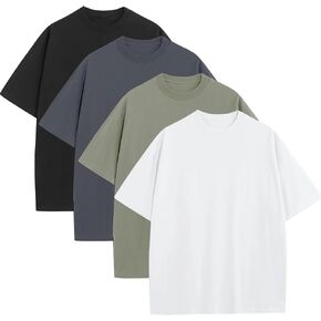 Men's Oversized T-Shirts Heavyweight Cotton Tee Crew Neck Short Sleeve T Shirts Loose Fit Basic Essential Soft Classic Tees