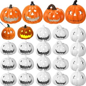 Zubebe 18 Pcs 4.1 Inch Thanksgiving Ceramic Pumpkins Figurines Paint Your Own Pumpkins Ready to Paint Harvest Pumpkins Unpainted Bisque Ceramics Pumpkins Paintable Ceramics Fall Party Decor