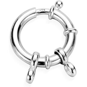 925 Sterling Silver Spring Ring Clasps 18mm Round Closed Ring Clasp Connector Finding for DIY Bracelet Necklace Jewelry Making Craft(Silver Original)