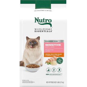 NUTRO WHOLESOME ESSENTIALS Natural Dry Cat Food, Sensitive Cat Chicken, Rice & Peas Recipe Cat Kibble, 5 lb. Bag