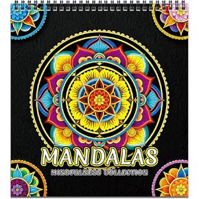 FUN LAVIE Adult Coloring Book 32 Mandala Coloring Books for Adults Relaxation and Teens Stress Relief, Easy Adult Coloring Book for Women Spiral Bound,Mandalas Style Mindfulness Stress-Free Patterns