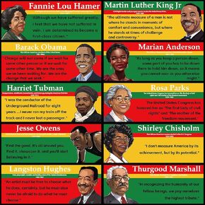 Black History Month Decoration Poster Famous Black Heroes Poster Bulletin Board African American Inspirational Quotes Posters Black History Learning Charts for Home School Classroom Wall Hallway Decor