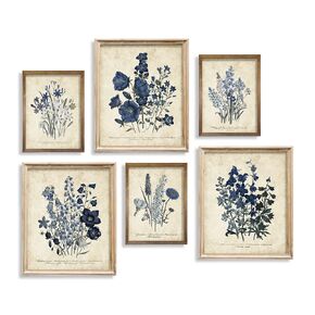 Watercolor Vintage Flower Poster Print - Rustic Modern French Country Cottagecore Wall Art - Primitive Blue Magnolia Leaves Pictures Gallery Gift - Farmhouse Plant Botanical Floral Kitchen Room Decor