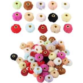 Ximimark 50pcs Imitation Rabbit Fur Ball Beads, Super Soft Plush Beads, for DIY Necklace Bracelet Mobile Phone Chain Pen Accessories