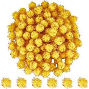 SUNNYCLUE 120Pcs Gold Glitter Pom Pom Sparkle Balls Crafts Bulk 20mm Fibre Soft Fluffy Decor Round Fuzzy Tinsel Ball Glitters Pompoms for DIY Art Crafting Cat Christmas Party Decorations Accessories