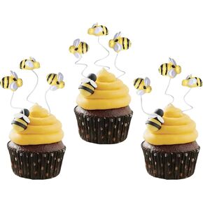 30 PCS Bumble Bee Cupcake Toppers Resin Little تمثال نحل Cupcake يختار Oh Babee Cake Decorations for Bee موضوع استحمام الطفل أطفال الفتيات الفتيات.