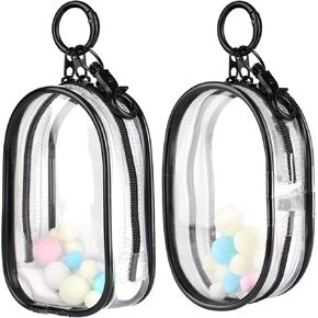 (2 PCS) Clear Figure Display Bag with Keychain for Sonny Doll, Portable Dustproof Mini Doll Pouch Carrying Case for Blind Box Figures, PVC Storage for Dolls, Action Figures & Collectibles