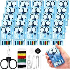 Knitgrip 25 Boxes Mini Travel Sewing Kit Quick Fix Sewing Kits Bulk Basic Portable Pre Threaded Needle Emergency Repair Tool for Beginner Traveler Home Hotel
