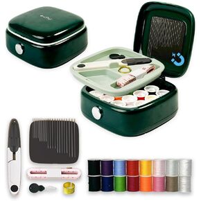 Sewing Kit Magnetic, Needle and Thread Kit with Sewing Supplies Travel Small Sewing Kit Portable for Adults Beginners (Green)