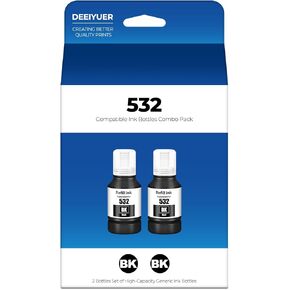 532 Ink Refill Bottles ET-M1170 ET-M2170 ET-M3170 Replacement for Epson 532 Black Ink High Capacity Compatible for EcoTank Pro ET M1170 ET M2170 ET M3170 Workforce ST-M1000 ST-M3000 ETM1170 ETM2170