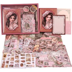 Scrapbooking Supplies Kit, Aesthetic Classical literature Art Scrapbook Kit for Women Bullet Junk Journal, Stationery, A6 Grid Notebook, DIY Journaling Supplies, Birthday Craft Gift Teen Girl Kid