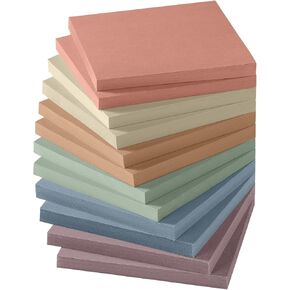 Sticky Notes, 12 Pads, 3x3 inches, Aesthetic Vintage Self-Sticky Note Pads, Ideal for Office, Study, and Daily Life Organization - Neutral Colors