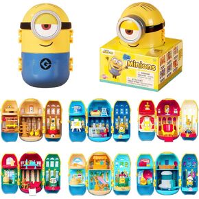 Minions Blind Box Toys ، سلسلة Party Party Series ، مشهد الشكل المصغرة لملحقات مكتب الديكور المنزلي ، زخرفة حساسة مع ملصقات للبالغين والأطفال الذين تتراوح أعمارهم بين 3 سنوات ، صندوق واحد ، صندوق واحد