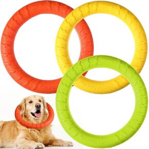 3 Pack Dog Training Ring Chew Toy for Aggressive Chewers Flying Disc Floating Ring for Medium/Large Breeds Dog Toy Interactive Training Outdoor Playing