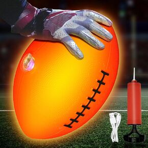Light Up Football - Glow in The Dark Ball-Size 6 Rechargeable LED Ball, Birthday Gifts for Boys Outdoor Sports,Kids Teenage Youth Ideas,Boy Toys Stuff Ages 8 9 10 11 12 13 14 15
