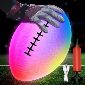 Light Up Football,Rechargeable Glow in The Dark Football for Kids 6-15 with Pump, 4 Modes Light Up Football for Kids, Night Led Youth Kids Junior Beach Football, Birthday Gifts Football Stuff Toys