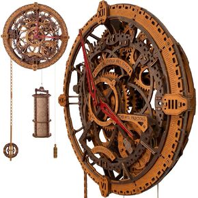 WOODEN.CITY 3D Wooden Puzzles for Adults Crafts - Industrial Vintage Wall Clock Model Kit - Mechanical Clock Building Kit - Engineering Hobbies