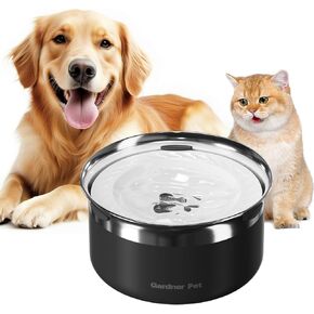 Gardner Pet Dog Bowls 1 Gallon (3.85L) من الفولاذ المقاوم للصدأ لا يوجد عجل ماء الكلب ، وأوعية الكلب المعدنية بطيئة للمياه ، وموزع مياه إثبات الكلاب والقطط ، ويعزز ترطيبًا صحيًا (أسود)