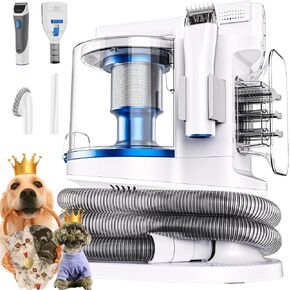 Pet Grooming Kit with 3.4L Oversized Vacuum Suction - 99% Pet Hair Removal - Professional Dog Clippers & Shedding Tools for Cats, Teddy, Poodle, Golden Retrievers (Pearly White)