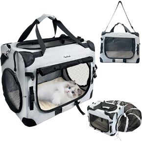 Extra Large 24"x17"x17" Cat Carrier Soft Sided Portable Pet Carrier for Car Traveling with Warm Blanket Foldable Bowl Washable Pad and Tunnel