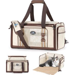 Cat Carrier,Dog Carrier for Small Dogs,TSA Approved/Expandable/3D Foldable Mat/900D Wear Resistant Oxford Fabric,Pet Carrier Airline Approved,Dog Car Seat for Car Travel,Outdoor Camping