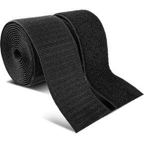 Bewudy 2Inch Wide Sew On Hook and Loop Strips, 6 Ft Nylon Strips Fabric Fastener Interlocking Tape Industrial Strength, Heavy Duty Strips Hook and Loop Tape for Clothing Sewing DIY Projects(Black)