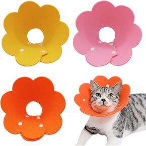 3Pcs Cat Recovery Collar Cat Protection Collar Cones for Cats Sunflower Neck Cat Cone Anti-Licking Recovery Collar to Prevent from Biting Scratching(Pink, Orange, Yellow) (M)