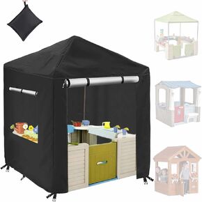 Playhouse Cover, Kids Outdoor Playhouse Cover, 600D Oxford Waterproof Outside Playhouse Covers, Backyard Children's Playhouse Cover for Most Kids Playhouses (Black)