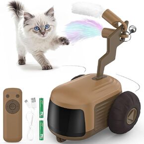 Turbo Tail 4.0 Remote Control Cat Toy, Automatic Smart Obstacle Avoidance Interactive Cat Toys for Indoor Cat, 2-Speed Kitten Toys, Rechargeable Cat Toys for Bored Indoor Adult Cats